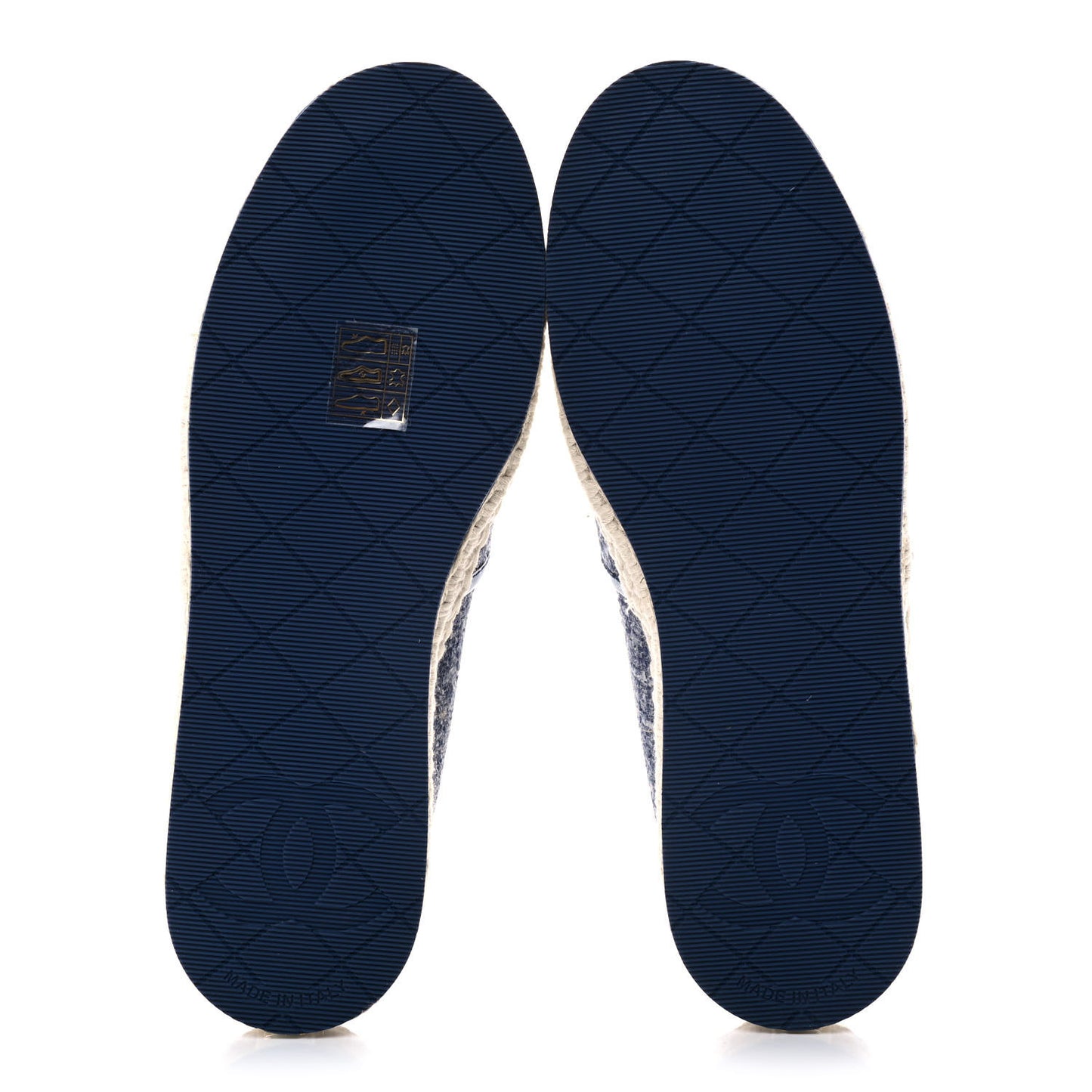 Fabric Patent Calfskin CC Espadrilles 35 Blue