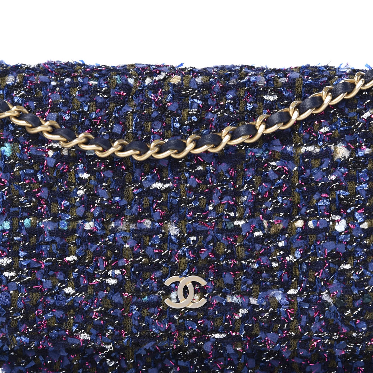 Tweed Charms Wallet On Chain WOC Blue Purple Khaki Pink