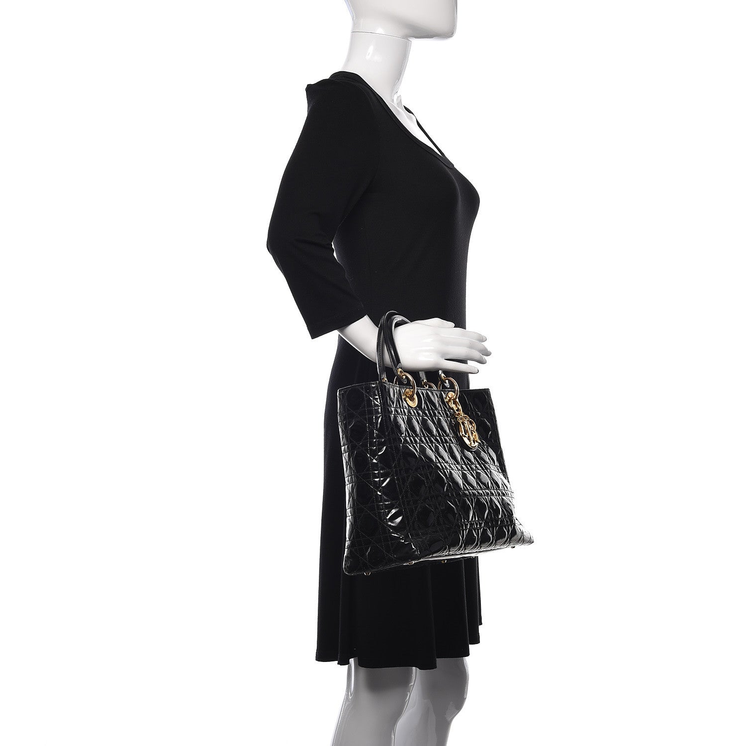 Christian Dior Patent Cannage Large Lady Dior Black 2 of 13