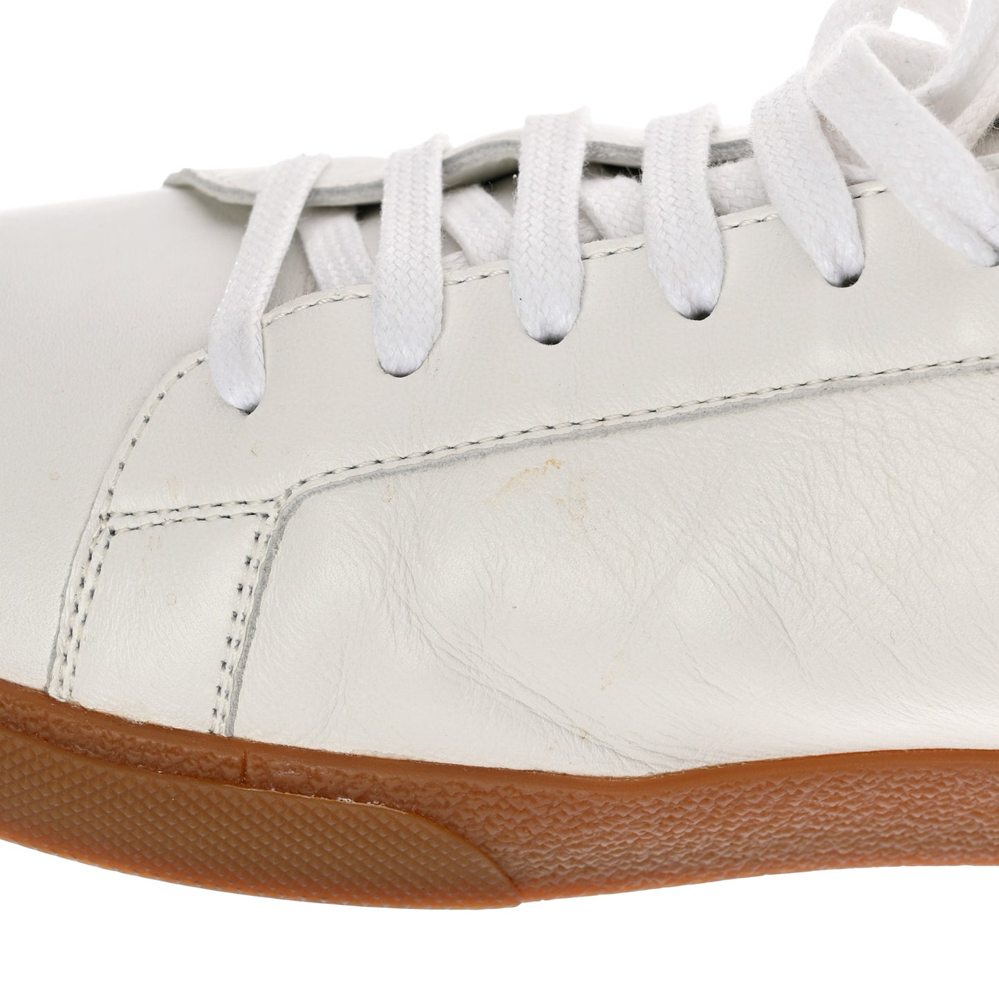 Calfskin Embroidered Mens Court Classic Sneakers 44 White