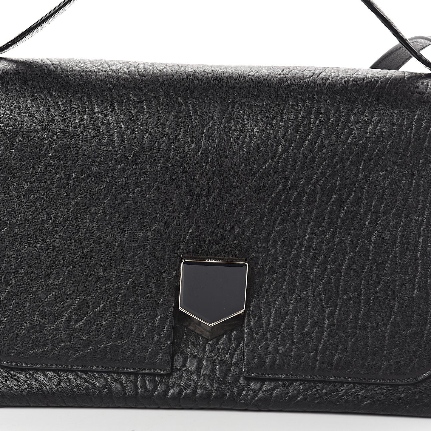 Grainy Calfskin Medium Lockett Shoulder Bag Black
