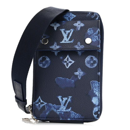 Louis Vuitton Monogram Ink Watercolor Phone Pouch Blue 1 of 10