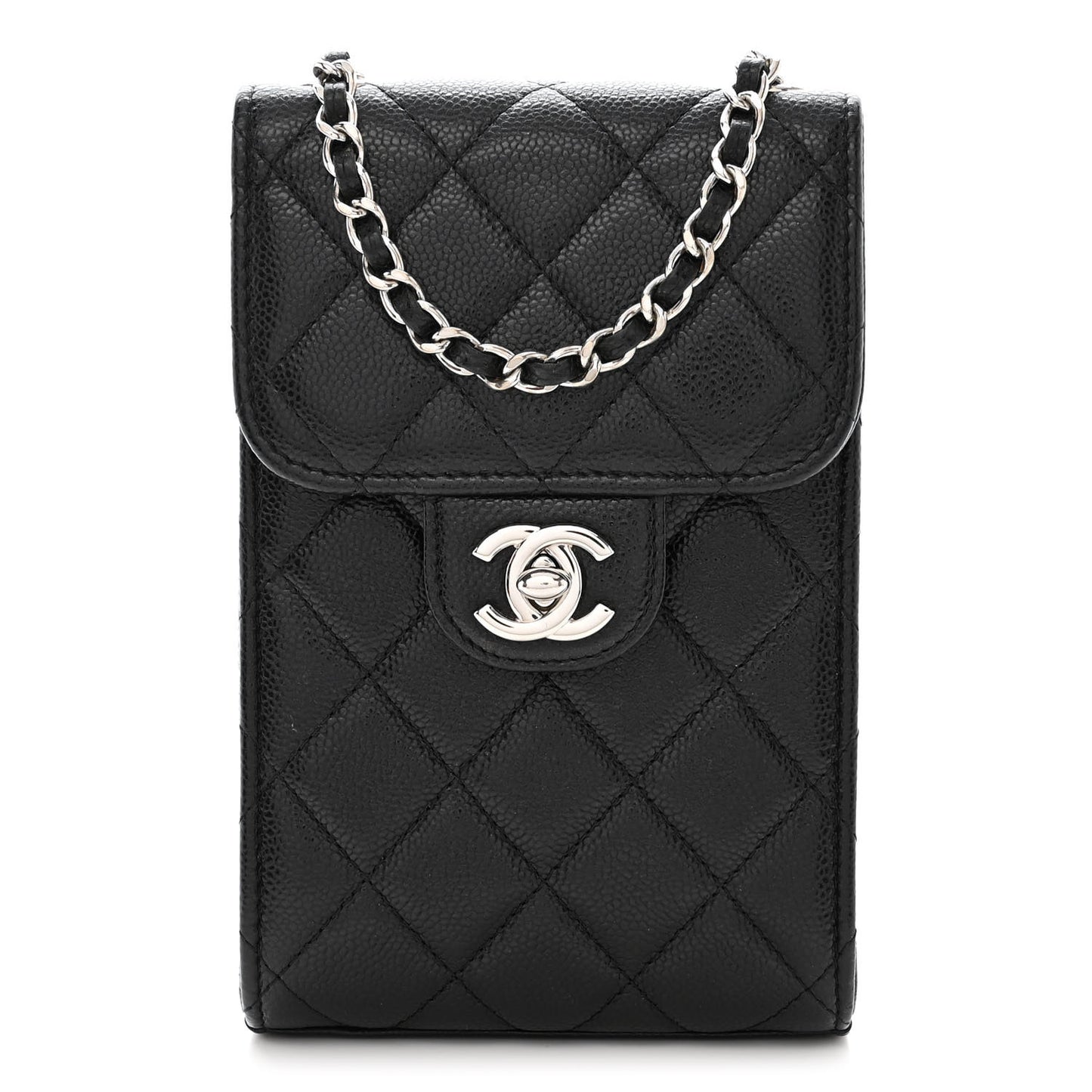 Caviar Quilted Classic Phone Holder Black