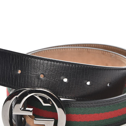 Gucci Calfskin Web Interlocking G Belt 100 40 Black 4 of 8