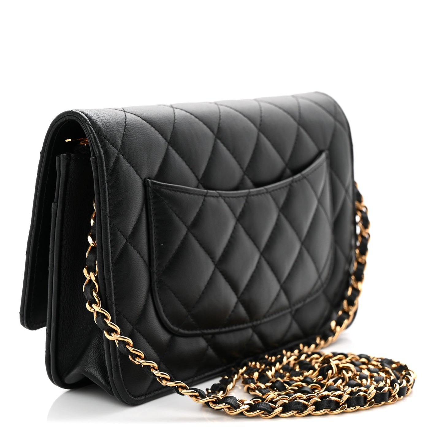 Lambskin Quilted Wallet On Chain WOC Black
