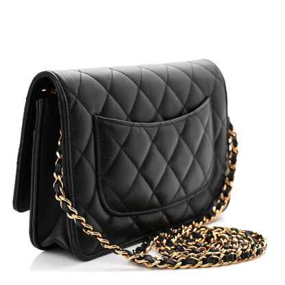 Chanel Lambskin Quilted Wallet On Chain WOC Black 6 of 23