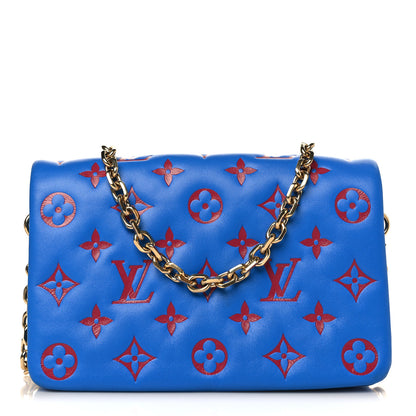 Louis Vuitton Lambskin Embossed Monogram Vuittamins Pochette Coussin Blue Red 1 of 8