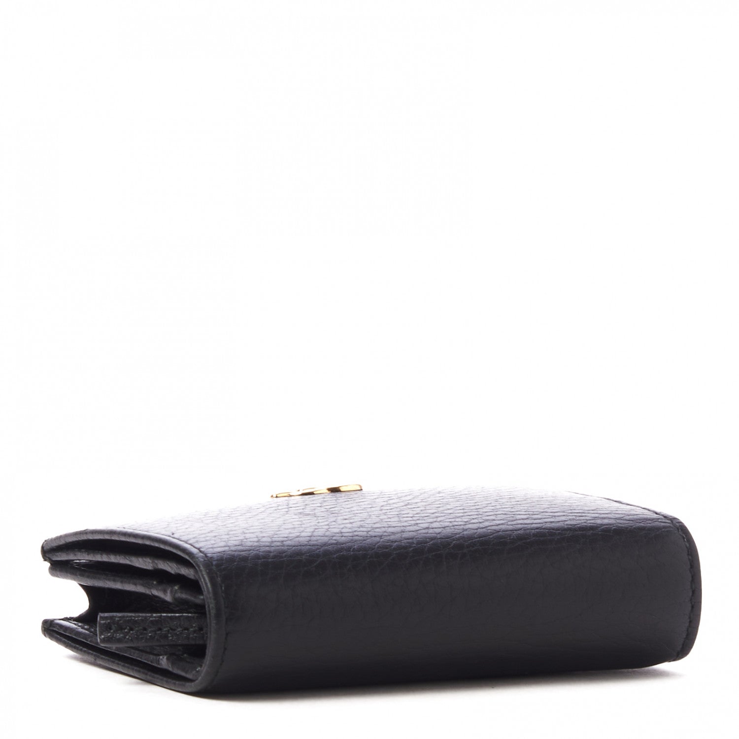 Gucci Pebbled Calfskin GG Marmont Card Case Black 3 of 8
