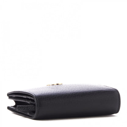 Gucci Pebbled Calfskin GG Marmont Card Case Black 3 of 8