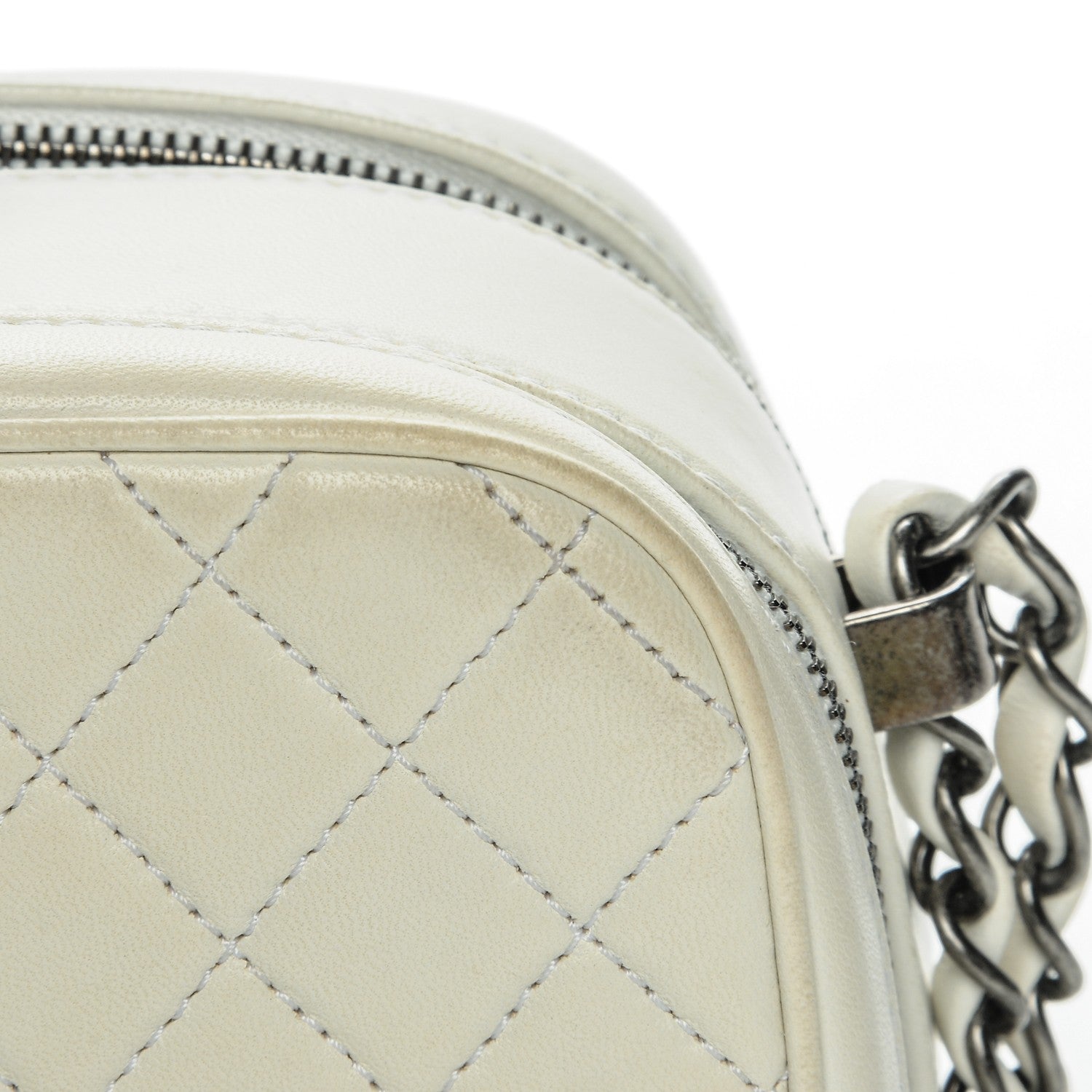 Chanel Lambskin Quilted Small Coco Boy Camera Case White 8 of 8