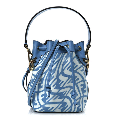 Fendi X SARAH COLEMAN Glazed Canvas Vitello King F is Fendi FF Vertigo Mini Mon Tresor Bucket Bag Cyber Blue White 1 of 11