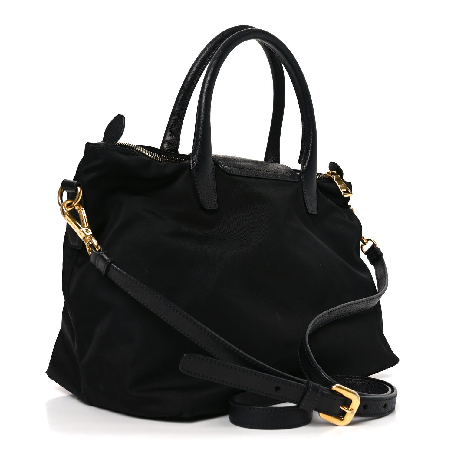 Prada Tessuto Nylon Saffiano Shopping Tote Black 1849072