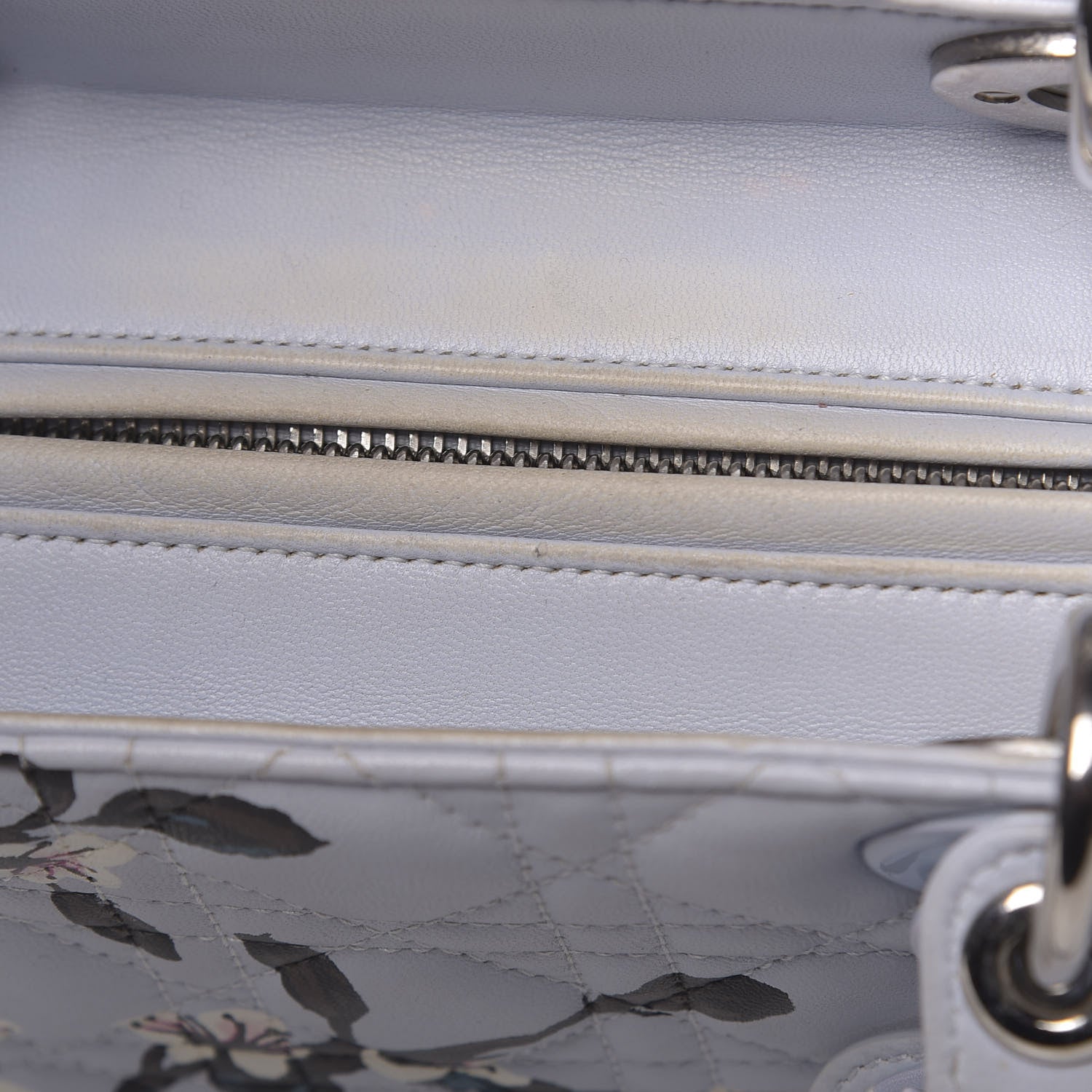 Christian Dior Lambskin Cannage Floral Printed Medium Lady Dior Light Blue 13 of 19