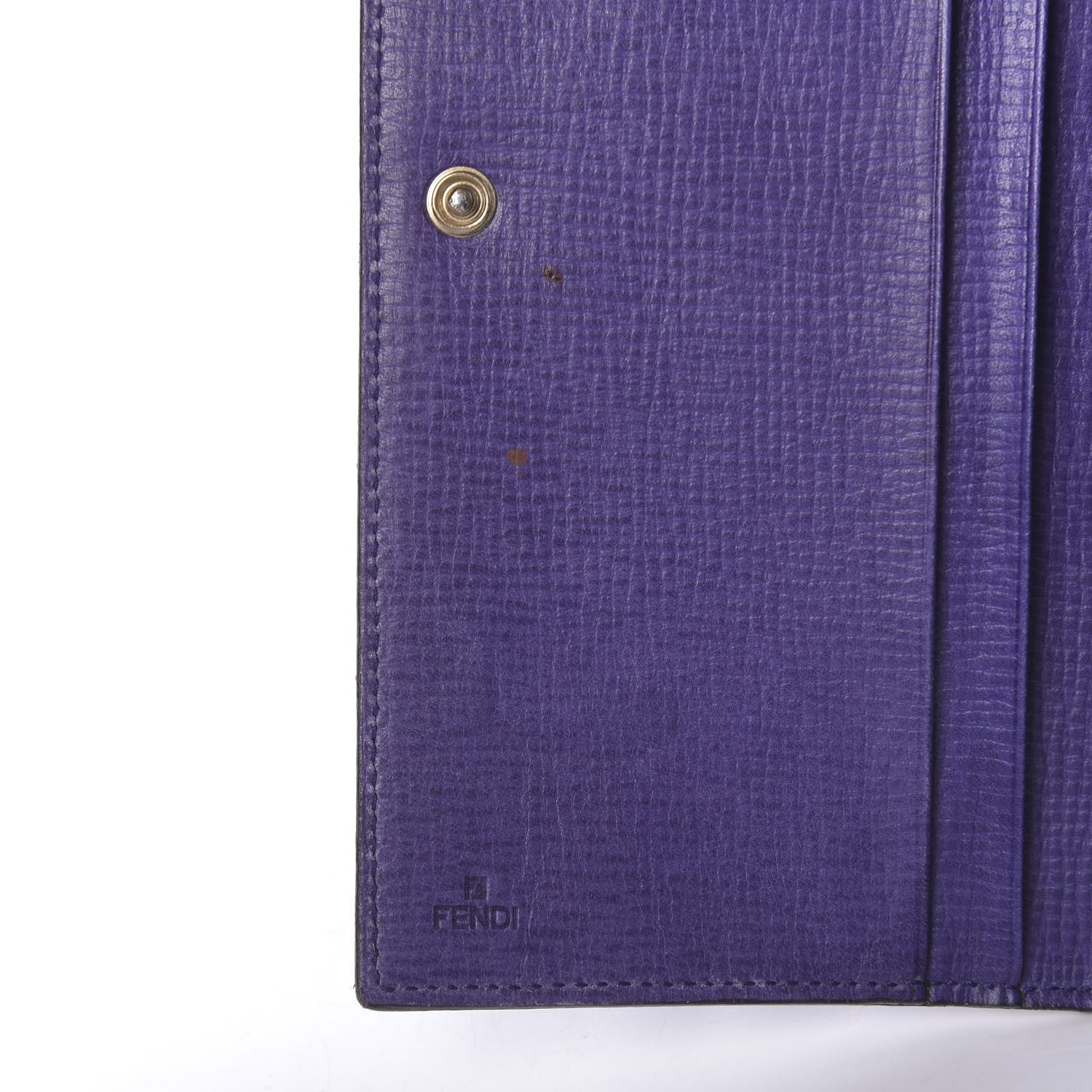 Fendi Zucca Spalmati Vitello Elite Continental Wallet Tobacco Viola 9 of 13