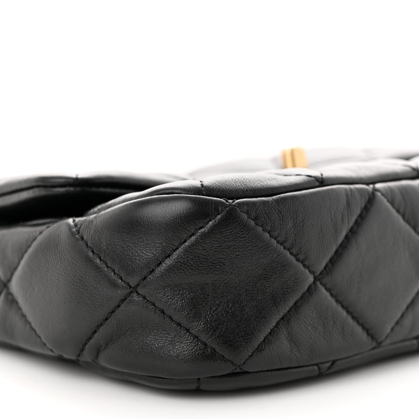 Lambskin Quilted Mini Lacquered Chain Flap Black