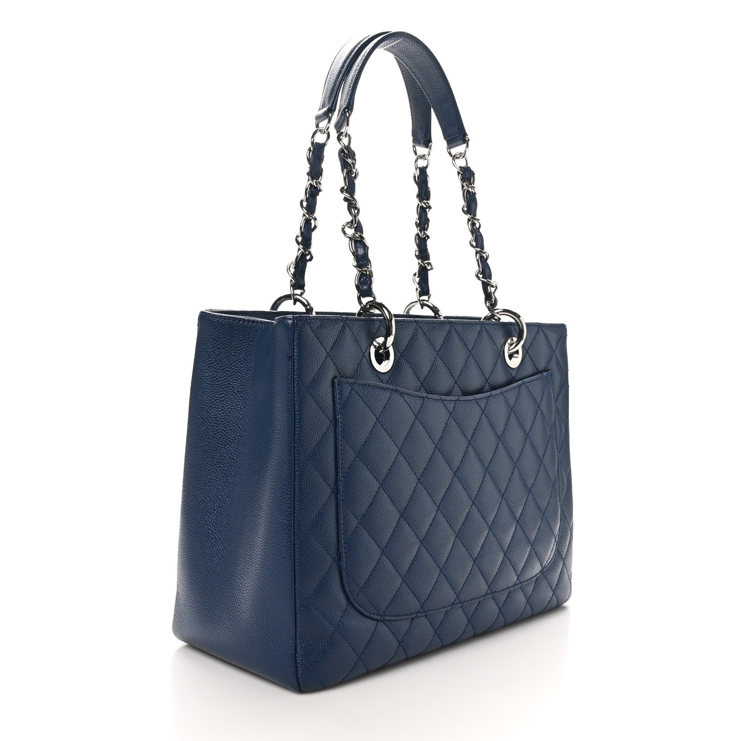 Chanel Caviar Quilted Grand Shopping Tote GST Dark Navy Blue 3 of 10