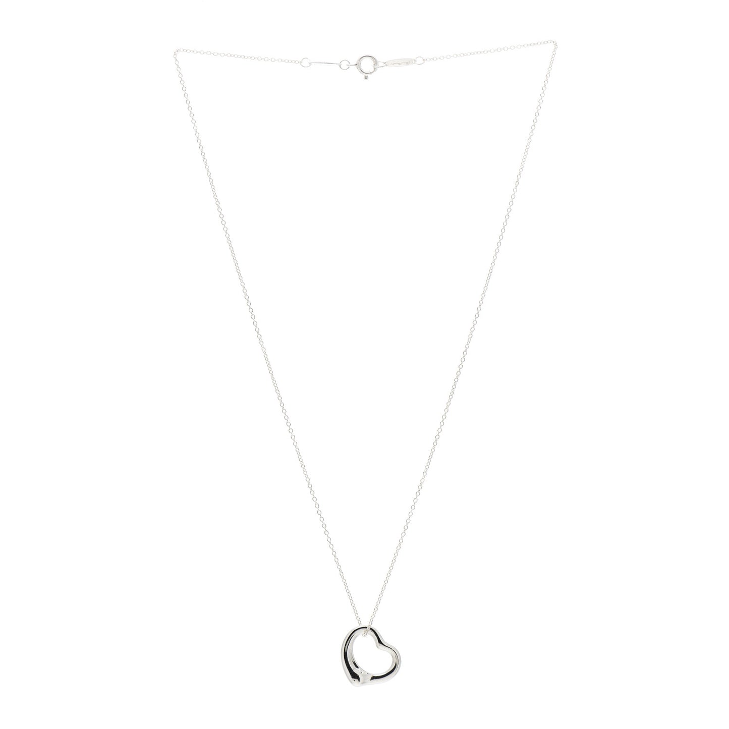 Sterling Silver 16mm Elsa Peretti Open Heart Pendant Necklace