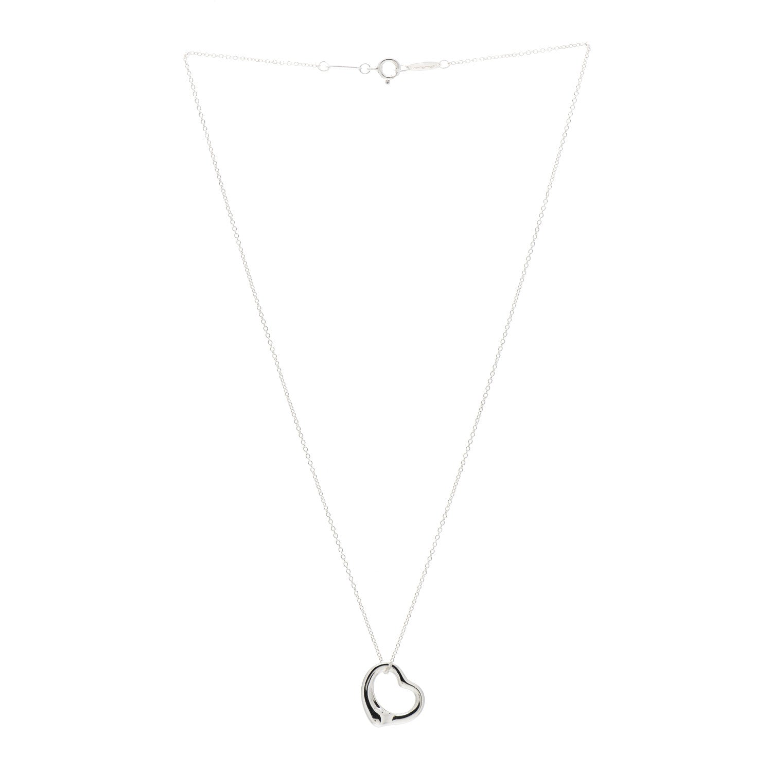 Tiffany Sterling Silver 16mm Elsa Peretti Open Heart Pendant Necklace 3 of 4