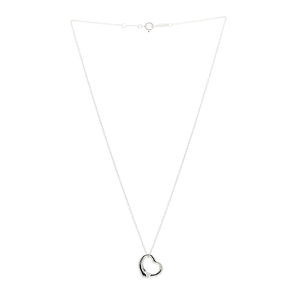 Tiffany Sterling Silver 16mm Elsa Peretti Open Heart Pendant Necklace 3 of 4