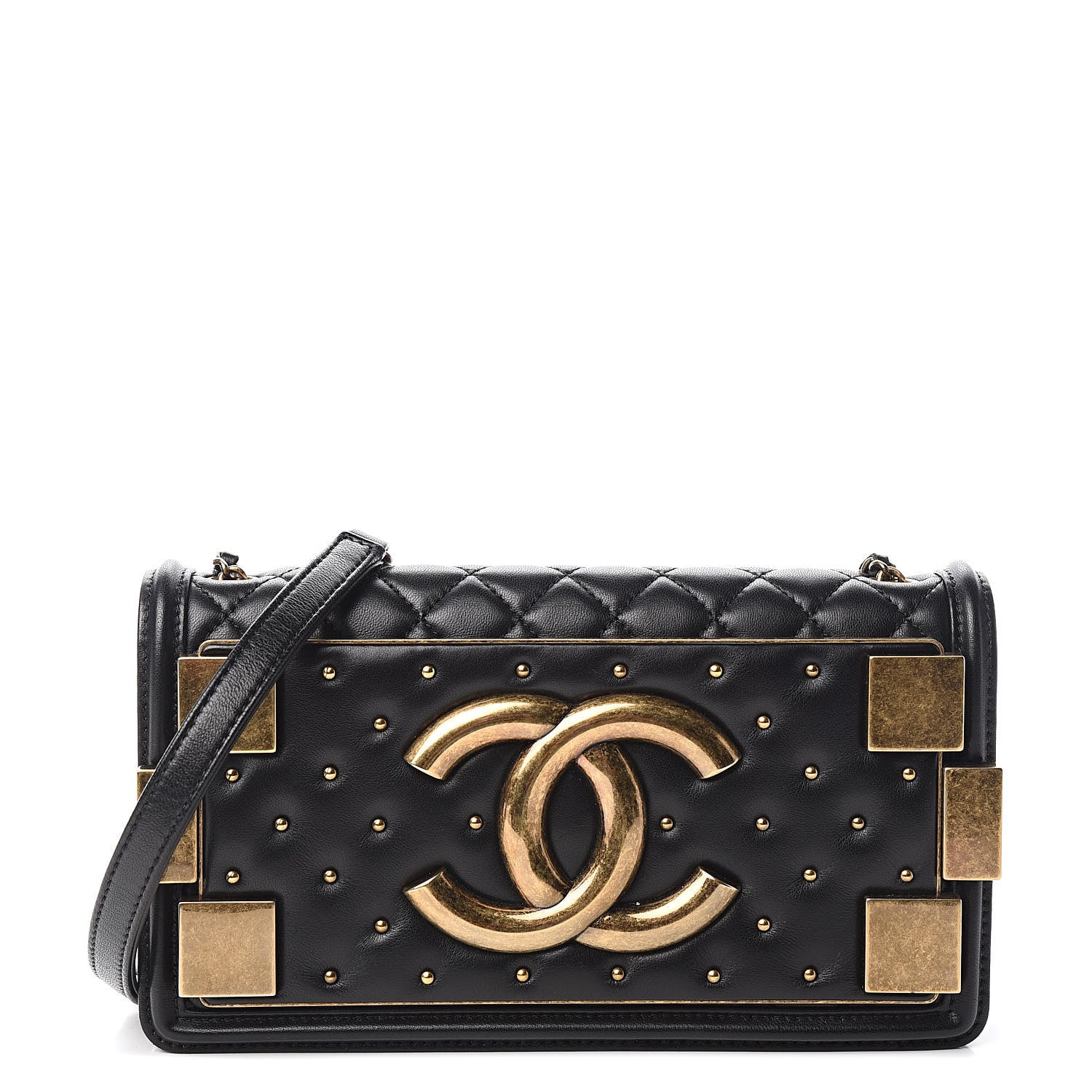 Chanel Lambskin Quilted Horizontal Boy Brick Studded Flap Black 1 of 11