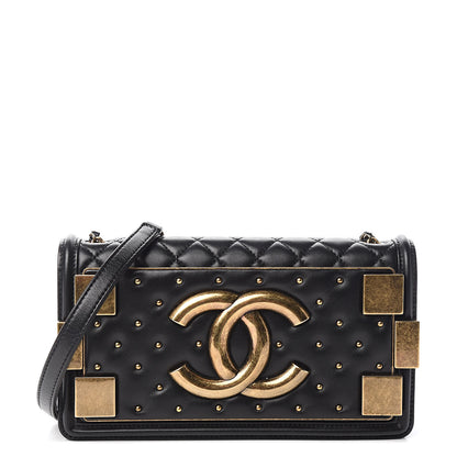Chanel Lambskin Quilted Horizontal Boy Brick Studded Flap Black 1 of 11