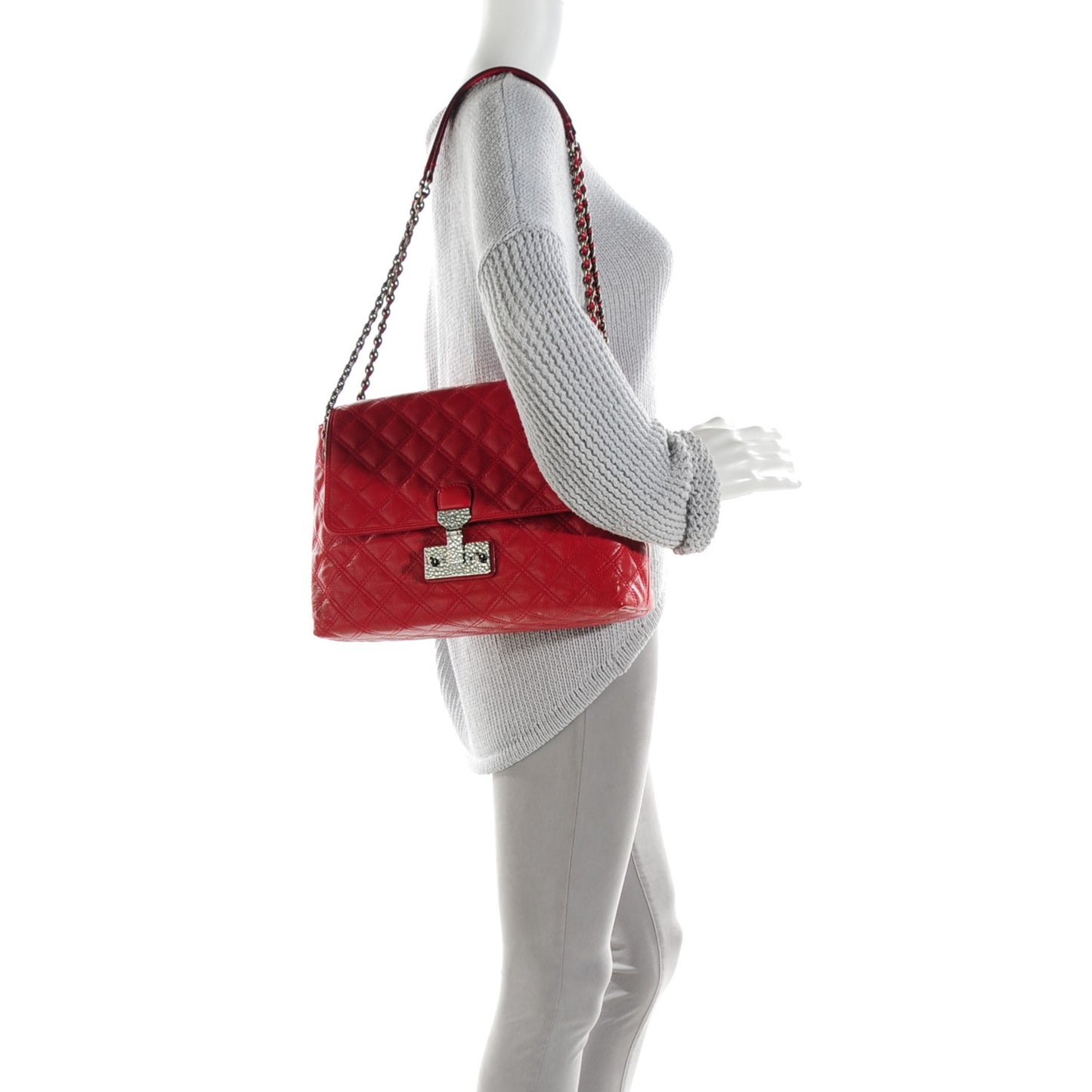 Lacquered Lambskin Quilted The XL Single Flap Red