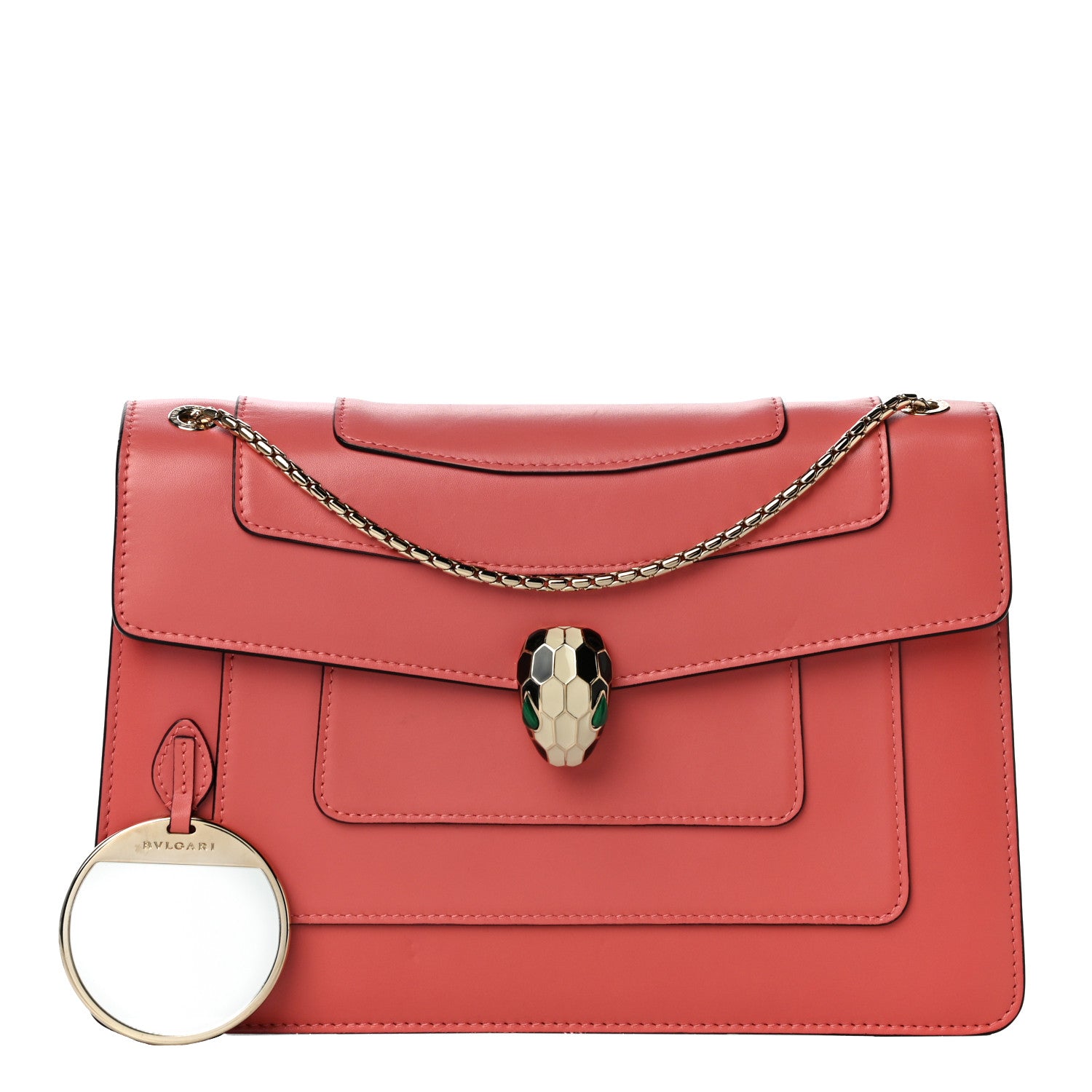 Bulgari Calfskin Serpenti Forever Shoulder Bag Coral 1 of 11