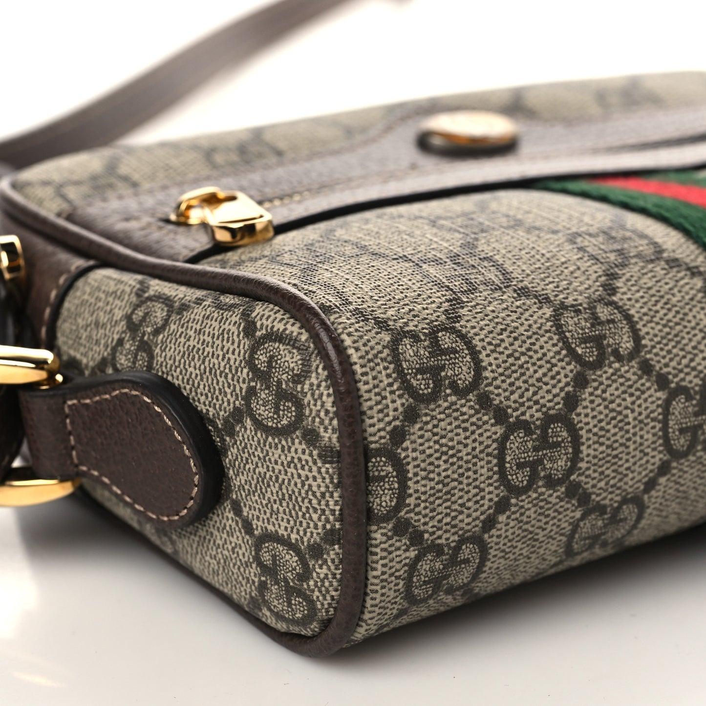 GG Supreme Monogram Web Mini Ophidia Shoulder Bag Brown