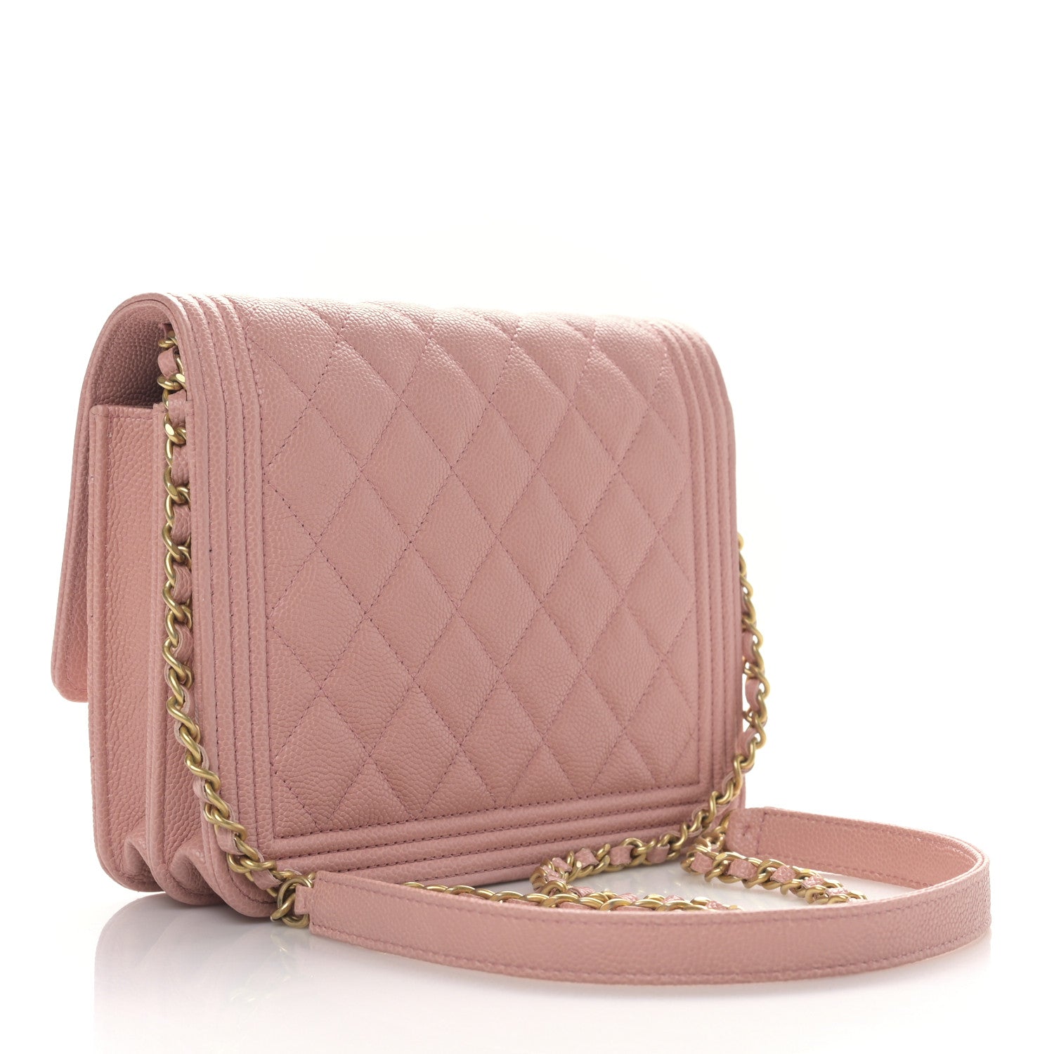 Chanel Caviar Quilted Boy Square Wallet on Chain WOC Pink 3 of 10