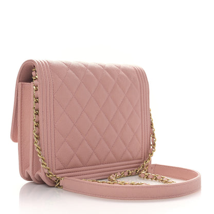 Chanel Caviar Quilted Boy Square Wallet on Chain WOC Pink 3 of 10