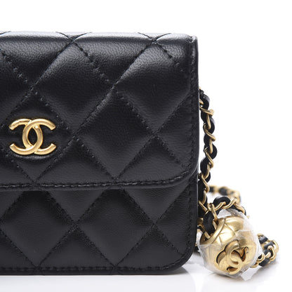 Chanel Lambskin Quilted Pearl Crush Clutch With Chain Black 11 of 12