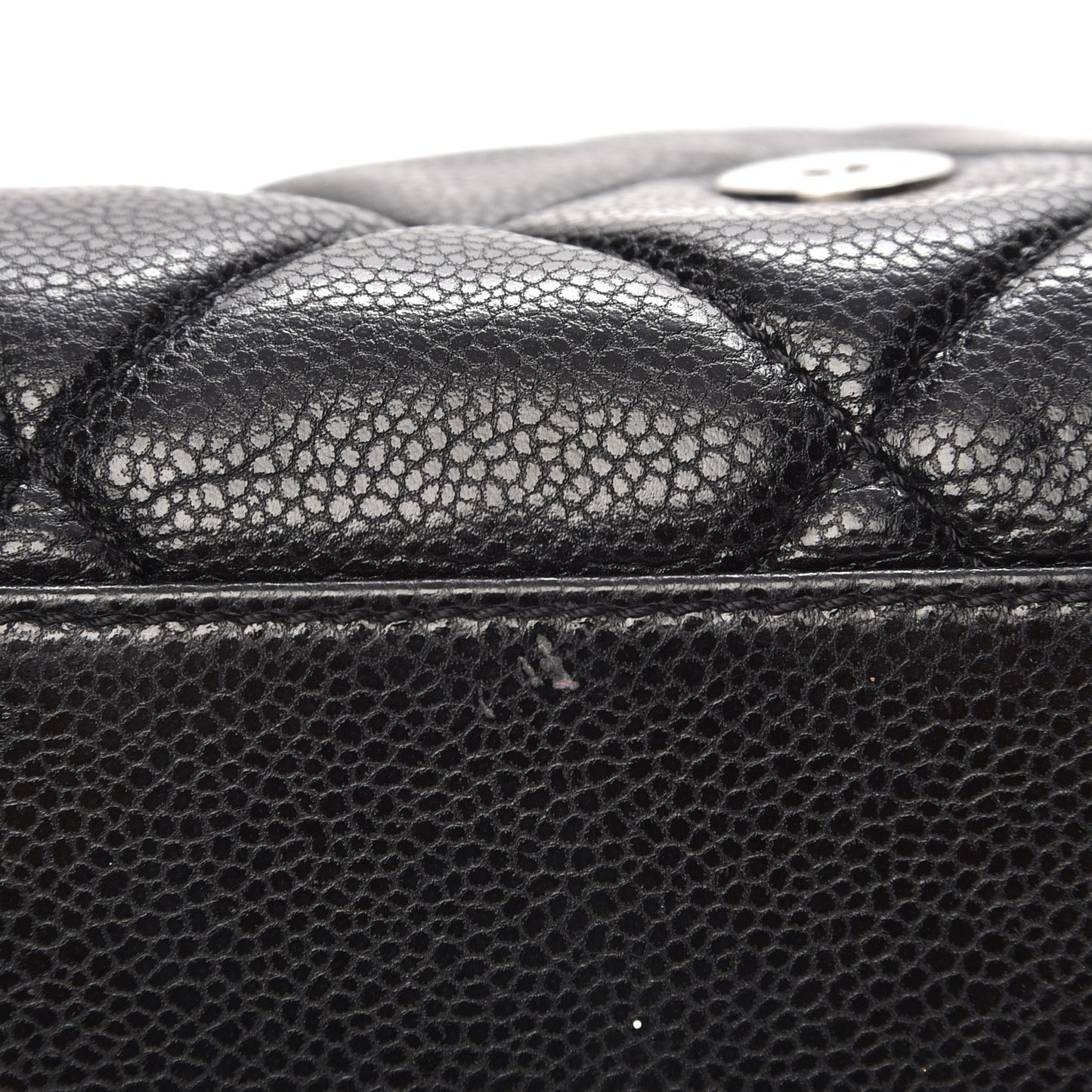 Glazed Caviar Medium Nature Flap Bag Black