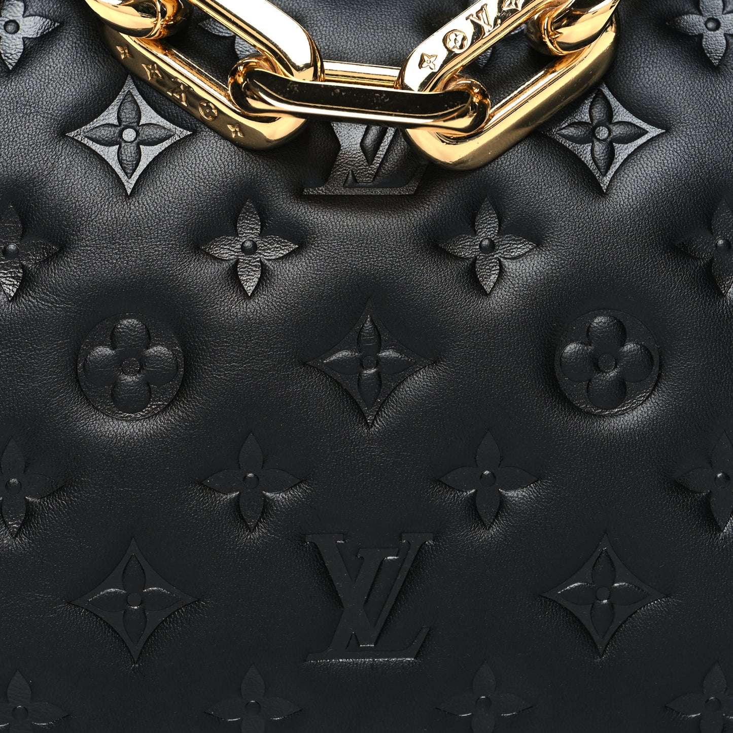 Lambskin Embossed Monogram Coussin BB Black