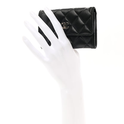 Chanel Lambskin Quilted Flap Card Holder Wallet Black 2 of 14
