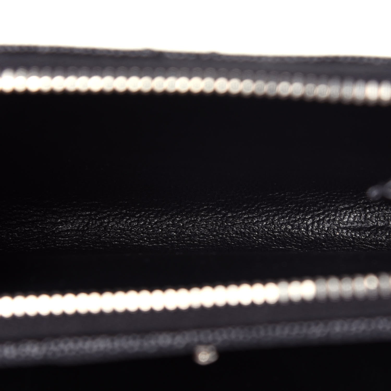 Saint Laurent Grain De Poudre Matelasse Chevron Monogram Compact Zip Around Wallet Black 6 of 10