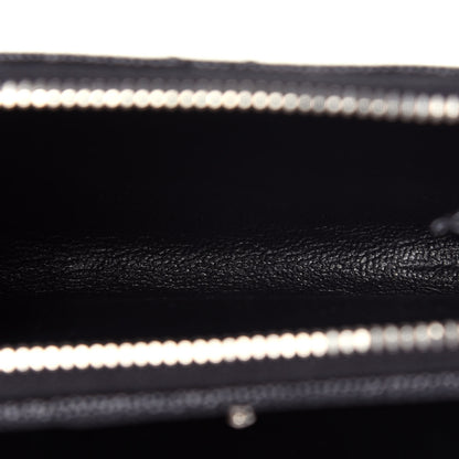 Saint Laurent Grain De Poudre Matelasse Chevron Monogram Compact Zip Around Wallet Black 6 of 10