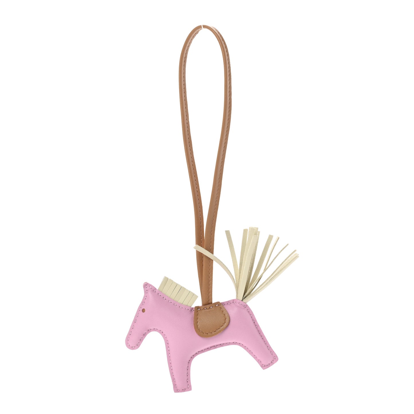 Milo Lambskin Grigri Rodeo Horse Bag Charm PM Mauve Sylvestre Craie Chai