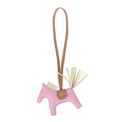 Hermes Milo Lambskin Grigri Rodeo Horse Bag Charm PM Mauve Sylvestre Craie Chai 1 of 5