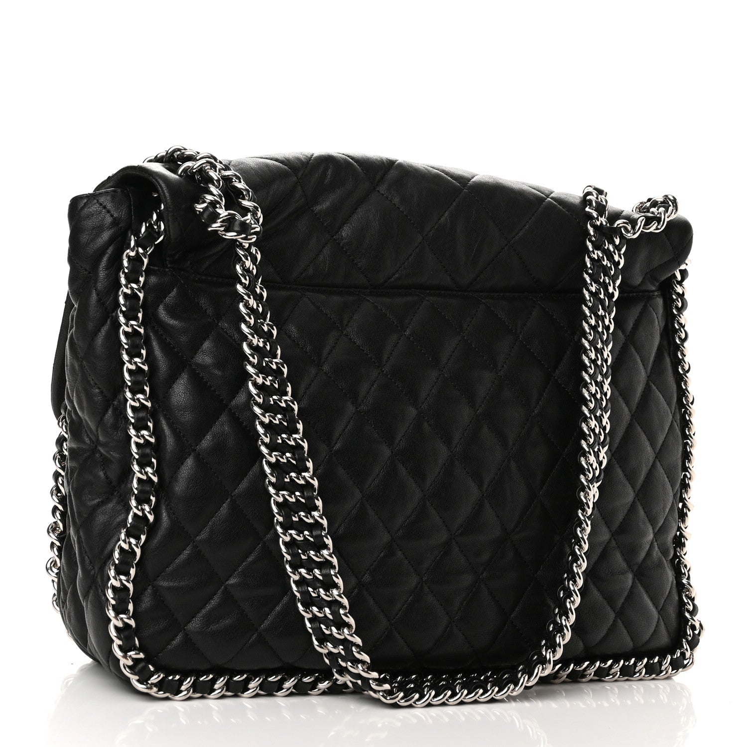 Chanel Washed Lambskin Quilted Maxi Chain Around Flap Black 3 of 10