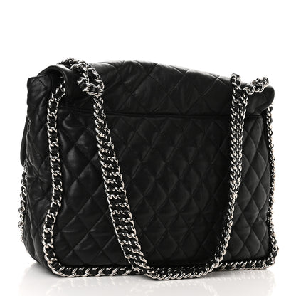 Chanel Washed Lambskin Quilted Maxi Chain Around Flap Black 3 of 10