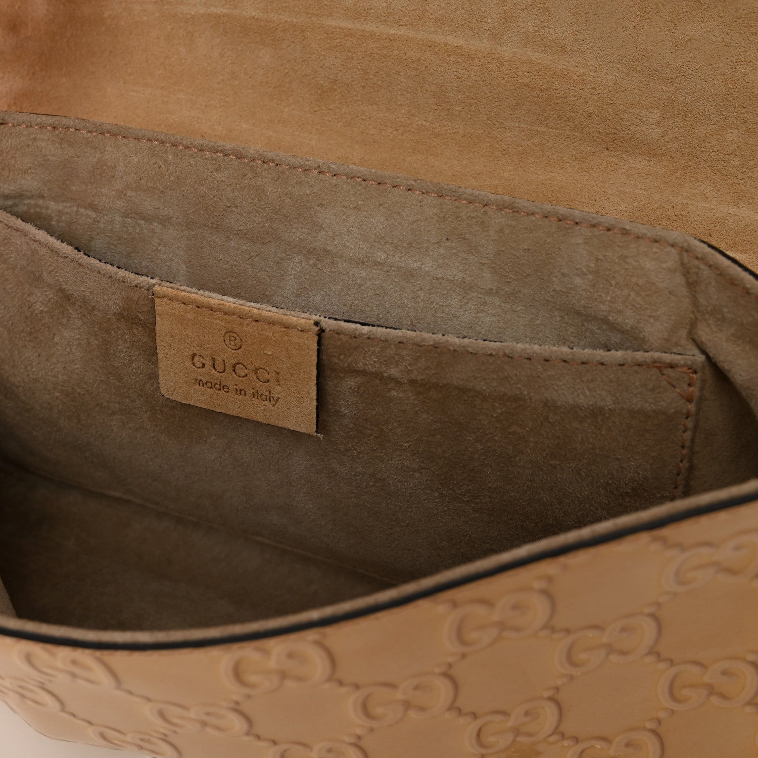 Gucci Patent Guccissima Mini Mayfair Bag Beige 16 of 19