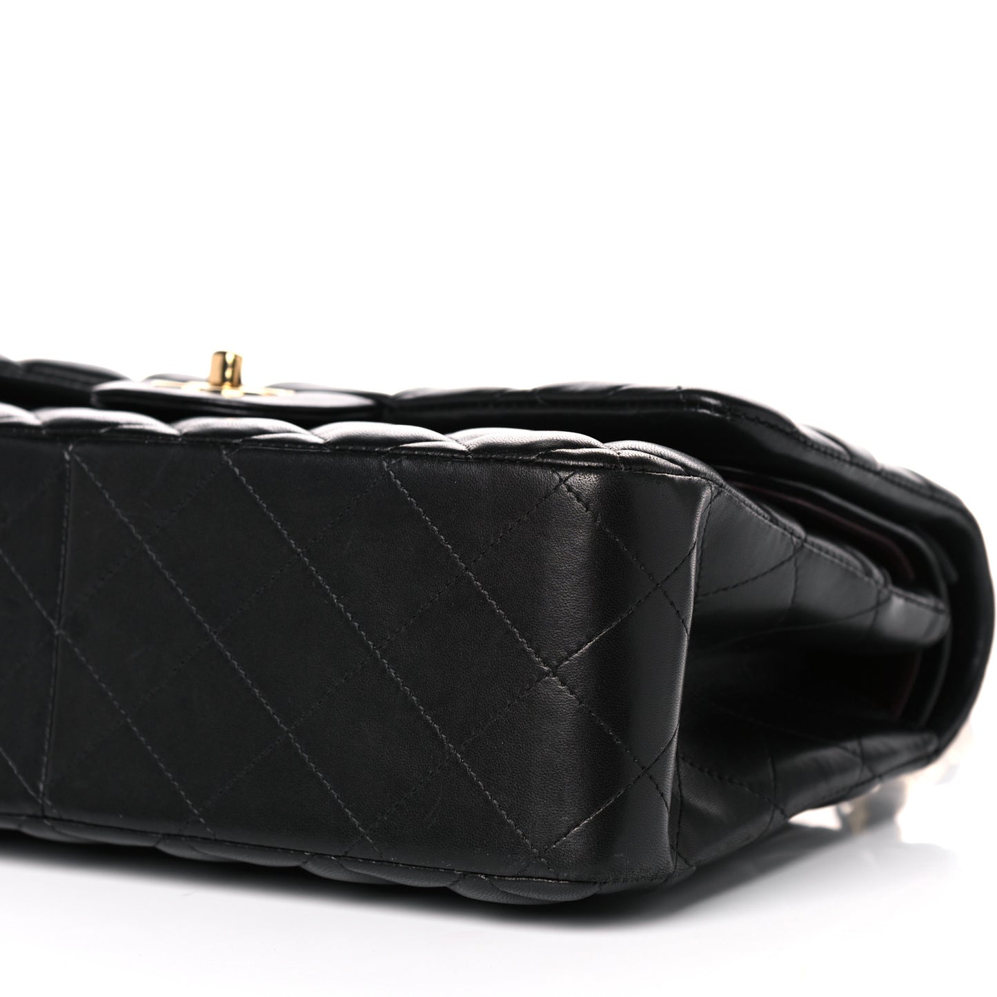 Lambskin Quilted Jumbo Double Flap Black