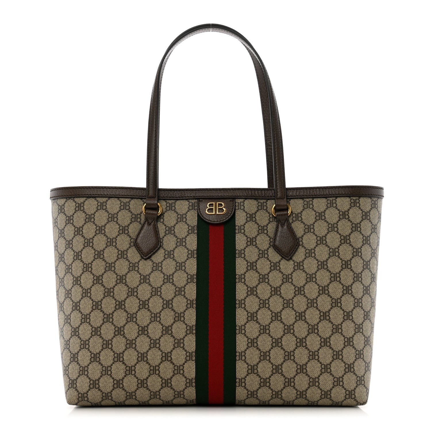 Gucci X BALENCIAGA BB Supreme Monogram Web Medium Ophidia Shopping Tote Beige New Acero 1 of 10