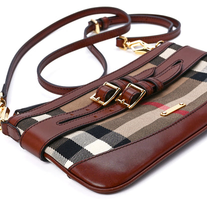 Burberry House Check Bridle Calfskin Peyton Crossbody Dark Tan 11 of 12