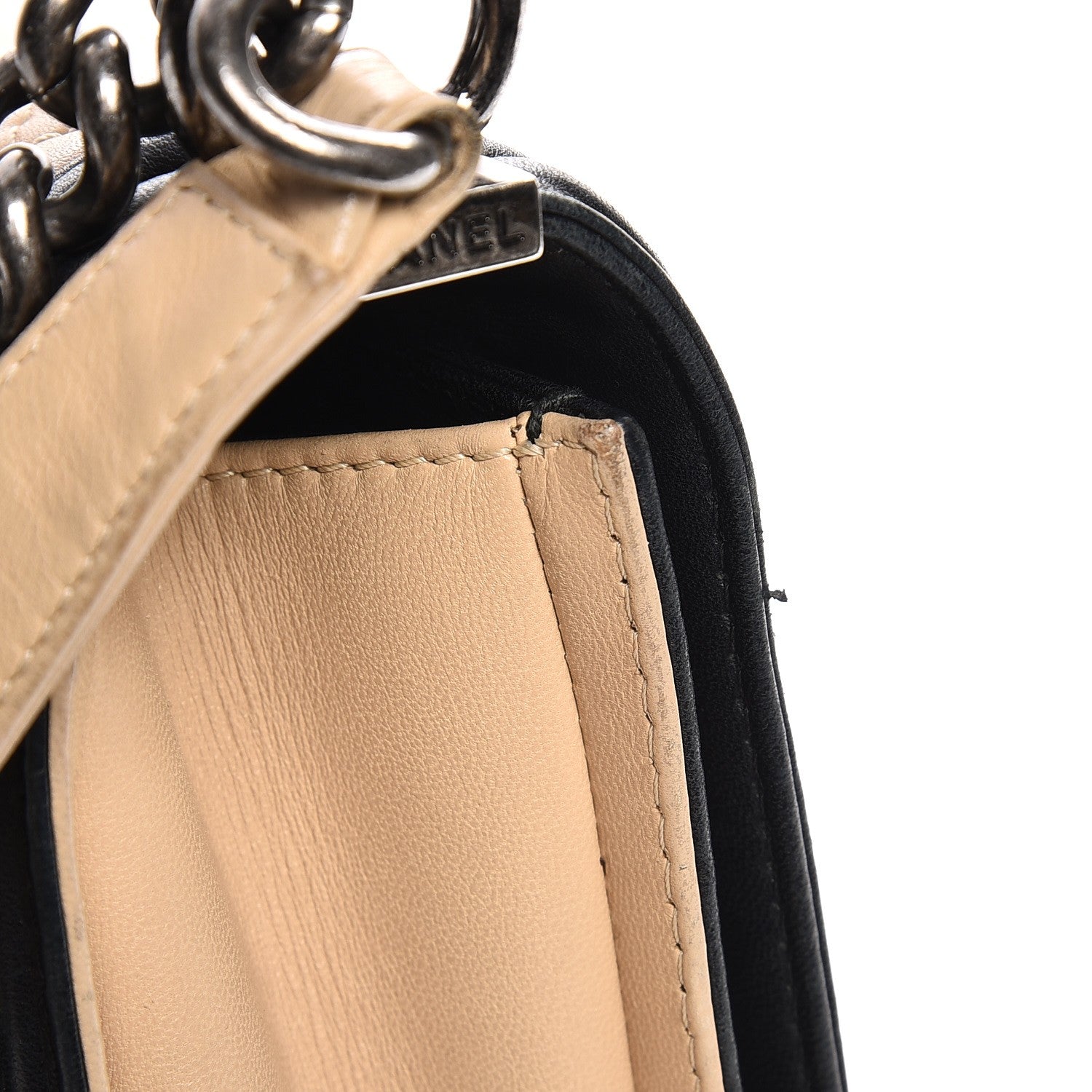 Chanel Lambskin Quilted Large Boy Flap Beige Black 9 of 20