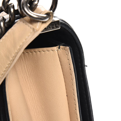 Chanel Lambskin Quilted Large Boy Flap Beige Black 9 of 20