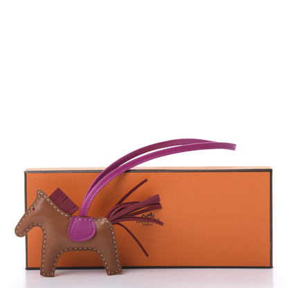 Hermes Milo Lambskin Grigri Rodeo Horse Bag Charm PM Gold Rubis Rose Poupre 5 of 5
