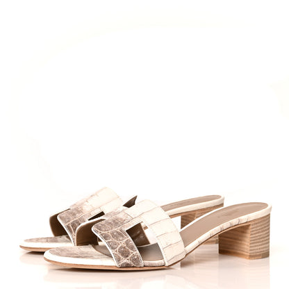 Hermes Matte Niloticus Crocodile Himalaya Oasis Sandals 37 White 4 of 9