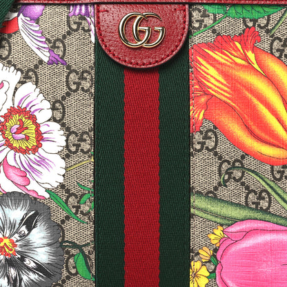 Gucci GG Supreme Monogram Flora Web Small Ophidia Top Handle Shoulder Bag Hibiscus Red 8 of 10