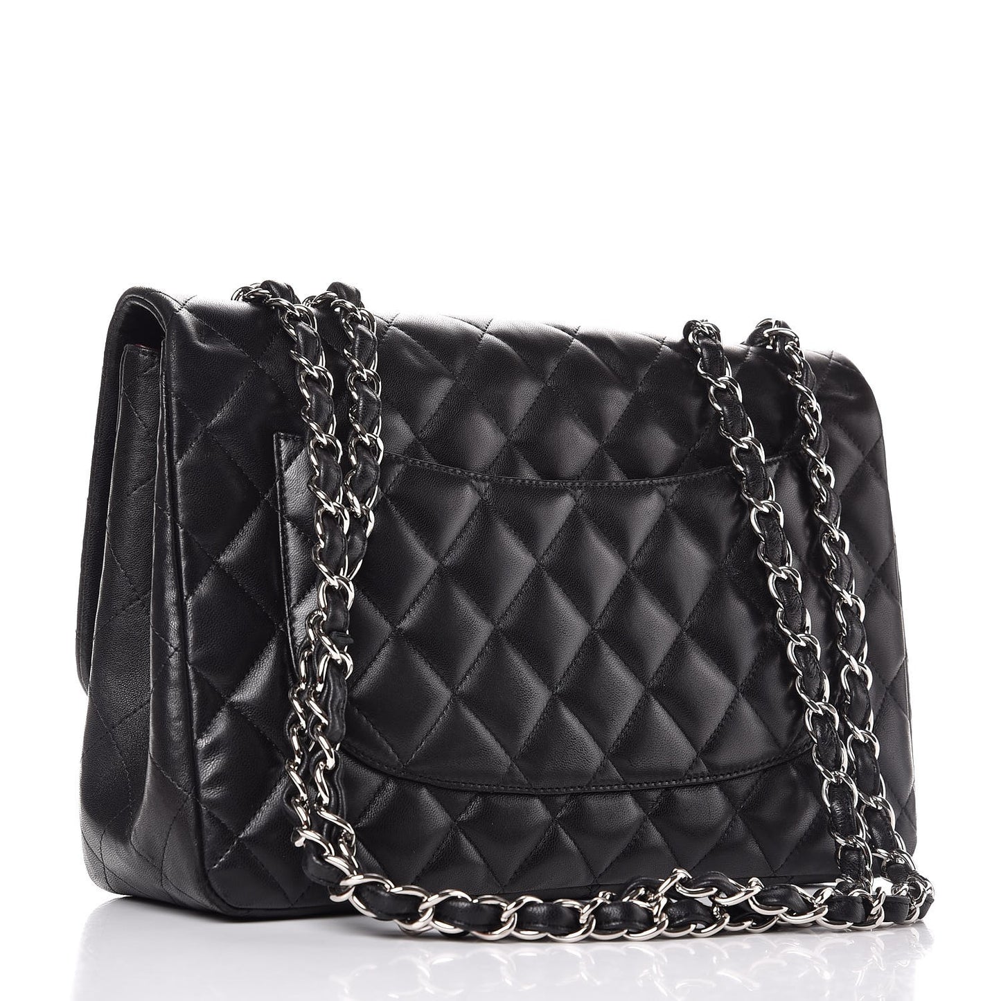 Lambskin Quilted Jumbo Single Flap Black